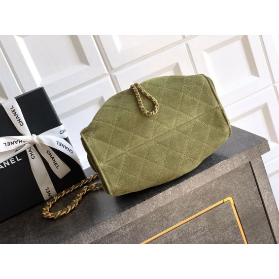 Qualità superiore Replica Borse Chanel 25 Mini Hobo AS5631 pelle di vitello scamosciata Verde Imitazione Outlet