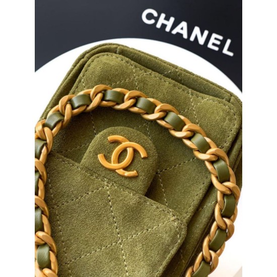 Qualità superiore Replica Borse Chanel 25 Mini Hobo AS5631 pelle di vitello scamosciata Verde Imitazione Outlet