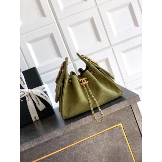 Qualità superiore Replica Borse Chanel 25 Mini Hobo AS5631 pelle di vitello scamosciata Verde Imitazione Outlet
