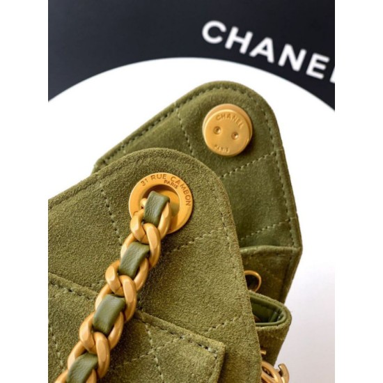 Qualità superiore Replica Borse Chanel 25 Mini Hobo AS5631 pelle di vitello scamosciata Verde Imitazione Outlet