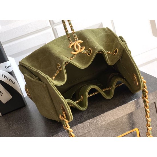 Qualità superiore Replica Borse Chanel 25 Mini Hobo AS5631 pelle di vitello scamosciata Verde Imitazione Outlet