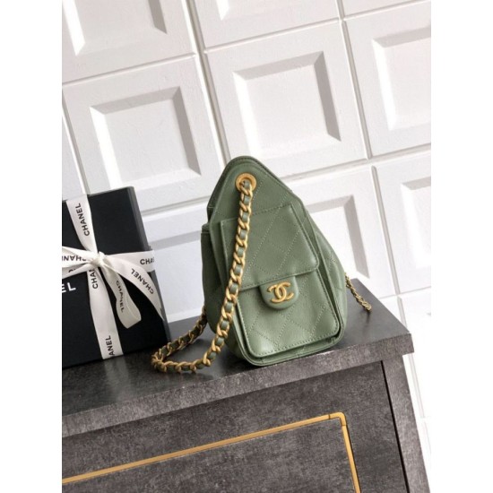 Qualità superiore Replica Borsa a secchiello/a spalla Chanel 25 piccola AS5631 pelle trapuntata caviar Verde Imitazione Outlet