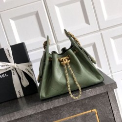Qualità superiore Replica Borsa a secchiello/a spalla Chanel 25 piccola AS5631 pelle trapuntata caviar Verde Imitazione Outlet