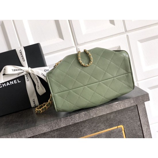 Qualità superiore Replica Borsa a secchiello/a spalla Chanel 25 piccola AS5631 pelle trapuntata caviar Verde Imitazione Outlet