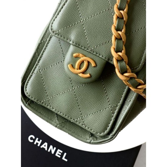 Qualità superiore Replica Borsa a secchiello/a spalla Chanel 25 piccola AS5631 pelle trapuntata caviar Verde Imitazione Outlet