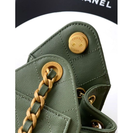 Qualità superiore Replica Borsa a secchiello/a spalla Chanel 25 piccola AS5631 pelle trapuntata caviar Verde Imitazione Outlet