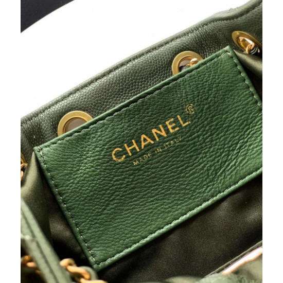 Qualità superiore Replica Borsa a secchiello/a spalla Chanel 25 piccola AS5631 pelle trapuntata caviar Verde Imitazione Outlet