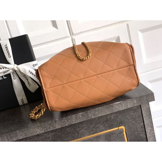 Qualità superiore Replica Borsa a secchiello/a spalla Chanel 25 piccola AS5631 pelle trapuntata caviar Marrone Imitazione Outlet