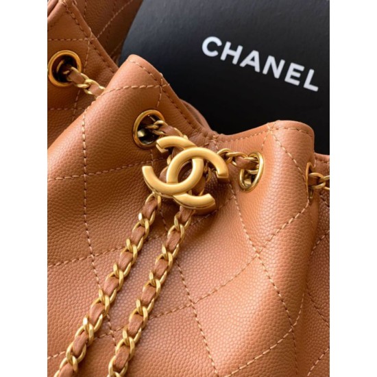 Qualità superiore Replica Borsa a secchiello/a spalla Chanel 25 piccola AS5631 pelle trapuntata caviar Marrone Imitazione Outlet