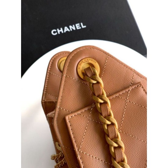 Qualità superiore Replica Borsa a secchiello/a spalla Chanel 25 piccola AS5631 pelle trapuntata caviar Marrone Imitazione Outlet