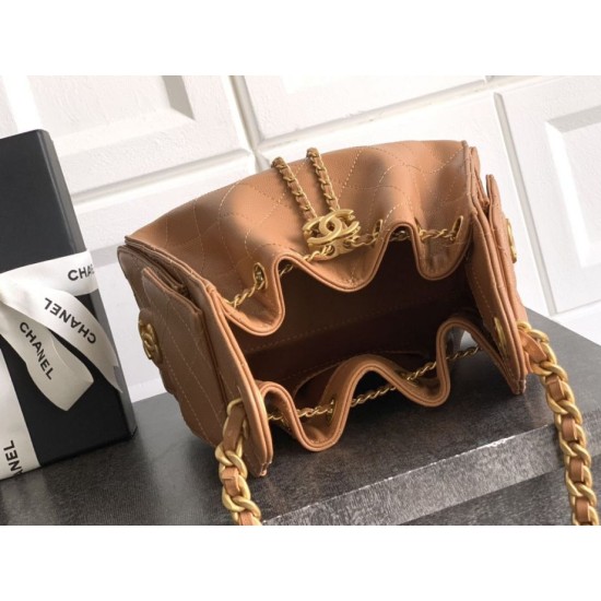 Qualità superiore Replica Borsa a secchiello/a spalla Chanel 25 piccola AS5631 pelle trapuntata caviar Marrone Imitazione Outlet