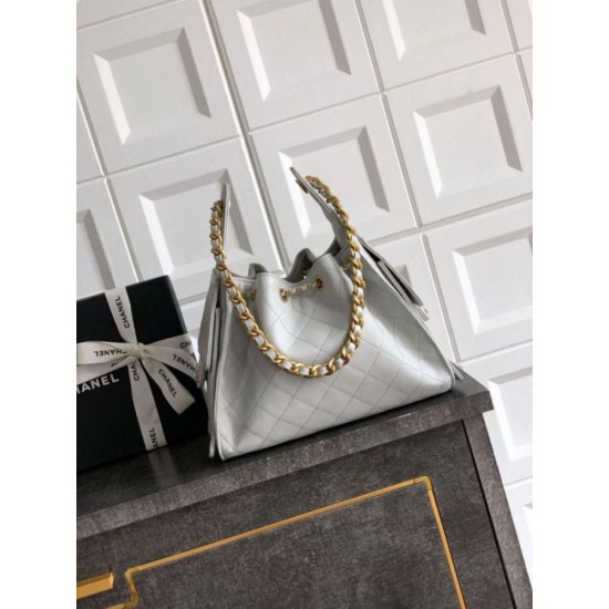 Qualità superiore Replica Borsa a secchiello/a spalla Chanel 25 piccola AS5631 pelle trapuntata caviar bianco Imitazione Outlet
