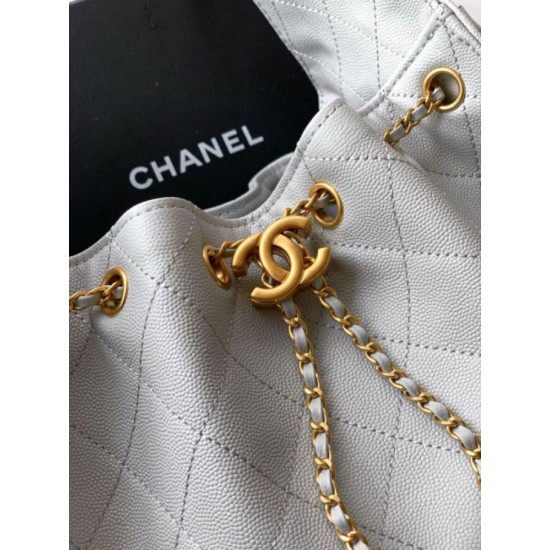 Qualità superiore Replica Borsa a secchiello/a spalla Chanel 25 piccola AS5631 pelle trapuntata caviar bianco Imitazione Outlet