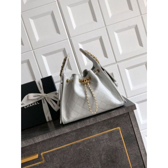 Qualità superiore Replica Borsa a secchiello/a spalla Chanel 25 piccola AS5631 pelle trapuntata caviar bianco Imitazione Outlet