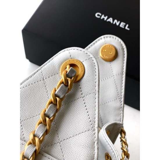 Qualità superiore Replica Borsa a secchiello/a spalla Chanel 25 piccola AS5631 pelle trapuntata caviar bianco Imitazione Outlet