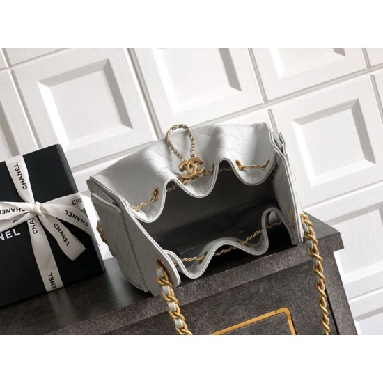 Qualità superiore Replica Borsa a secchiello/a spalla Chanel 25 piccola AS5631 pelle trapuntata caviar bianco Imitazione Outlet