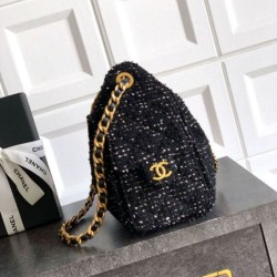 Qualità superiore Replica Borse Chanel 25 piccola Hobo tweed multicolore AS5631 Nero Imitazione Outlet