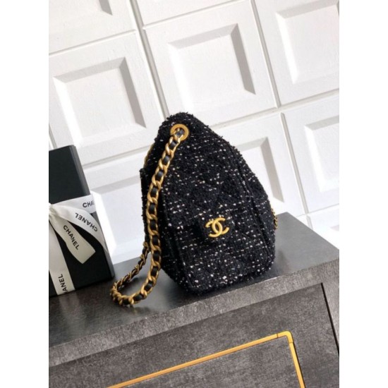 Qualità superiore Replica Borse Chanel 25 piccola Hobo tweed multicolore AS5631 Nero Imitazione Outlet