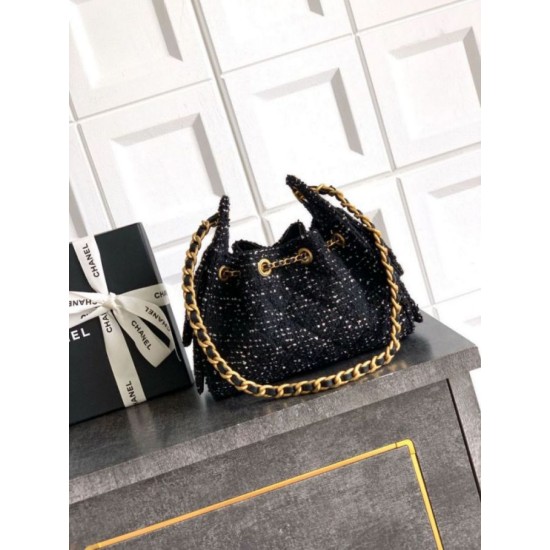 Qualità superiore Replica Borse Chanel 25 piccola Hobo tweed multicolore AS5631 Nero Imitazione Outlet