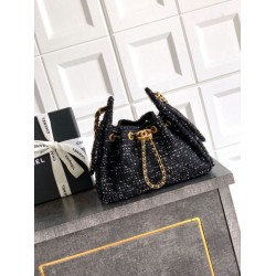 Qualità superiore Replica Borse Chanel 25 piccola Hobo tweed multicolore AS5631 Nero Imitazione Outlet
