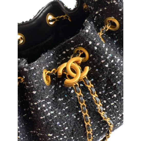 Qualità superiore Replica Borse Chanel 25 piccola Hobo tweed multicolore AS5631 Nero Imitazione Outlet