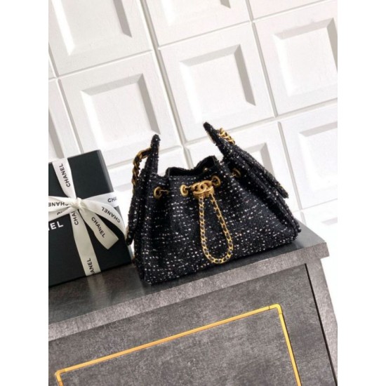 Qualità superiore Replica Borse Chanel 25 piccola Hobo tweed multicolore AS5631 Nero Imitazione Outlet