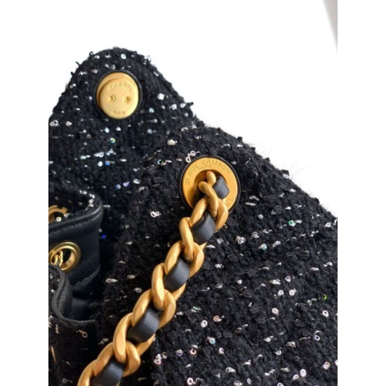 Qualità superiore Replica Borse Chanel 25 piccola Hobo tweed multicolore AS5631 Nero Imitazione Outlet