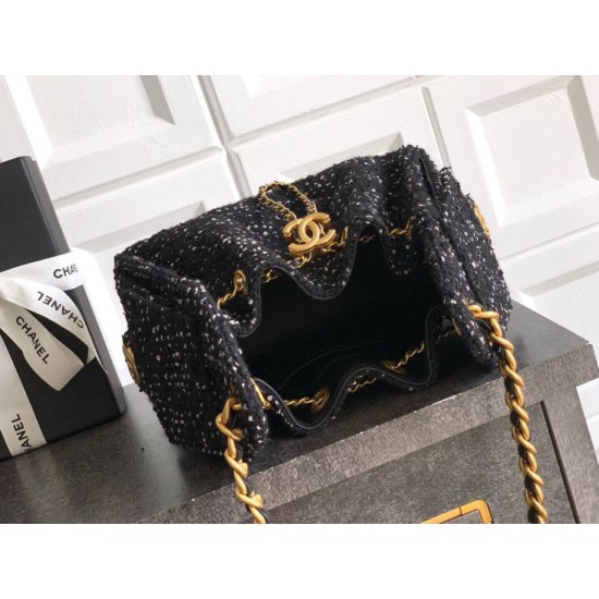 Qualità superiore Replica Borse Chanel 25 piccola Hobo tweed multicolore AS5631 Nero Imitazione Outlet