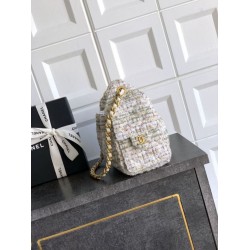Qualità superiore Replica Borse Chanel 25 piccola Hobo tweed multicolore AS5631 bianca Imitazione Outlet