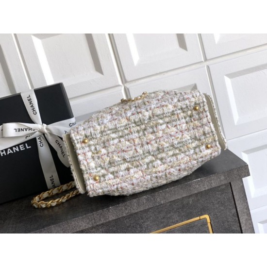 Qualità superiore Replica Borse Chanel 25 piccola Hobo tweed multicolore AS5631 bianca Imitazione Outlet