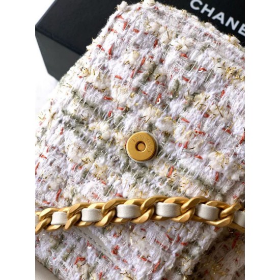 Qualità superiore Replica Borse Chanel 25 piccola Hobo tweed multicolore AS5631 bianca Imitazione Outlet
