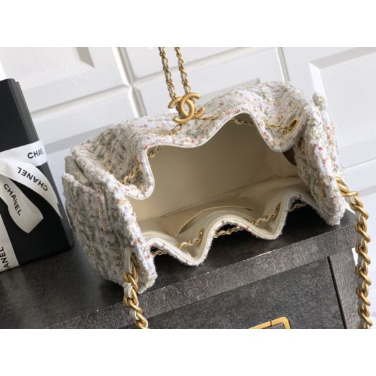 Qualità superiore Replica Borse Chanel 25 piccola Hobo tweed multicolore AS5631 bianca Imitazione Outlet
