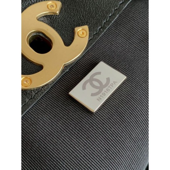 Qualità superiore Replica Borsa shopping Chanel 25A piccola stile Hobo AS5634 scamosciata/agnello Nero Imitazione Outlet