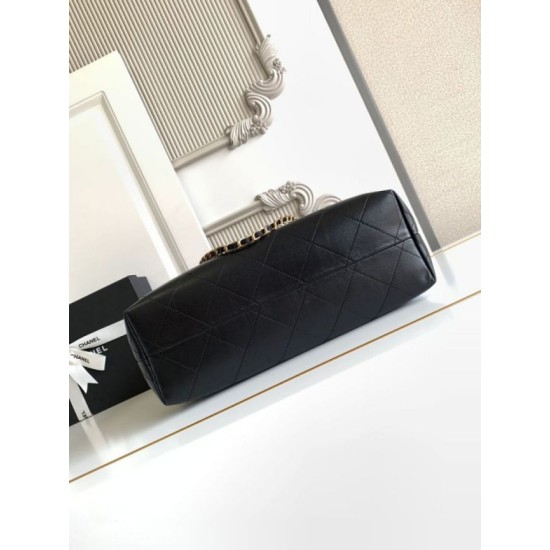 Qualità superiore Replica Borsa shopping Chanel 25A piccola stile Hobo AS5634 scamosciata/agnello Nero Imitazione Outlet