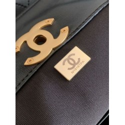 Qualità superiore Replica Borsa shopping Chanel 25A piccola stile Hobo AS5634 scamosciata/agnello Marrone/Nero Imitazione Outlet