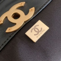 Qualità superiore Replica Borsa shopping Chanel 25A piccola stile Hobo AS5634 scamosciata/agnello Marrone/Nero Imitazione Outlet