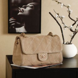Qualità superiore Replica Borsa Chanel Maxi Flap scamosciata Marrone Imitazione Outlet