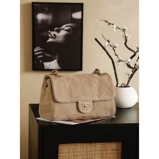 Qualità superiore Replica Borsa Chanel Maxi Flap scamosciata Marrone Imitazione Outlet