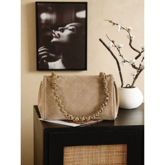 Qualità superiore Replica Borsa Chanel Maxi Flap scamosciata Marrone Imitazione Outlet