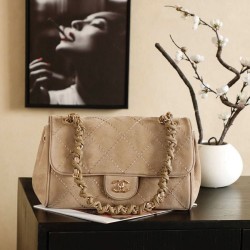 Qualità superiore Replica Borsa Chanel Maxi Flap scamosciata Marrone Imitazione Outlet