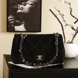 Qualità superiore Replica Borsa Chanel Maxi Flap scamosciata Nero Imitazione Outlet