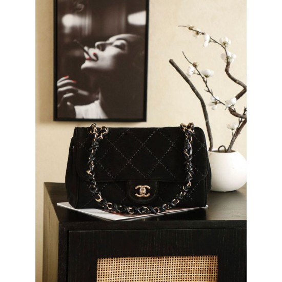 Qualità superiore Replica Borsa Chanel Maxi Flap scamosciata Nero Imitazione Outlet