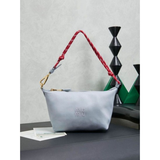 Qualità superiore Replica Borsa a tracolla Miu Miu gabardine 5NE841 blu Imitazione Outlet