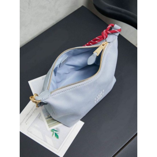 Qualità superiore Replica Borsa a tracolla Miu Miu gabardine 5NE841 blu Imitazione Outlet