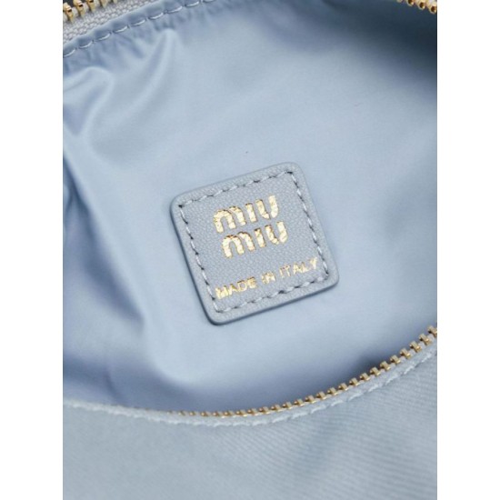 Qualità superiore Replica Borsa a tracolla Miu Miu gabardine 5NE841 blu Imitazione Outlet