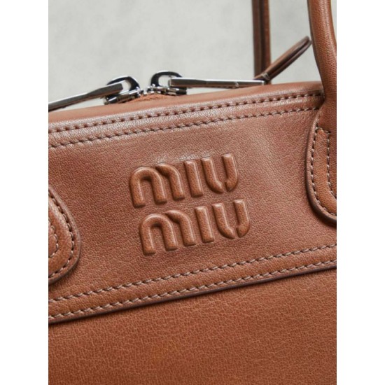 Qualità superiore Replica Borsa tote Miu Miu Vivant nappa 5BB199 marrone Imitazione Outlet