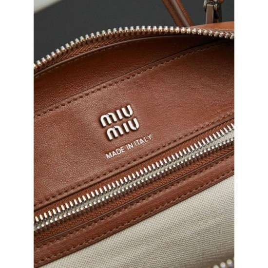 Qualità superiore Replica Borsa tote Miu Miu Vivant nappa 5BB199 marrone Imitazione Outlet