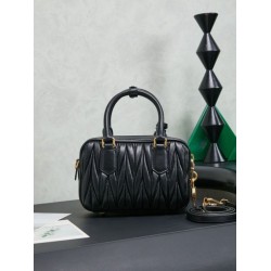 Qualità superiore Replica Borsa tote Miu Miu Arcadie nappa trapuntata 5BB123 nera Imitazione Outlet