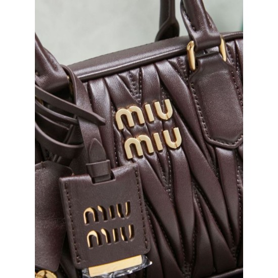 Qualità superiore Replica Borsa tote Miu Miu Arcadie nappa trapuntata 5BB123 Borgogna Imitazione Outlet