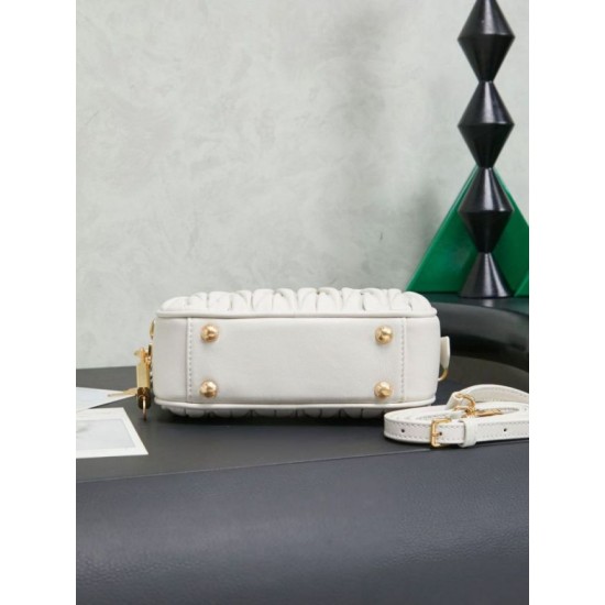 Qualità superiore Replica Borsa tote Miu Miu Arcadie nappa trapuntata 5BB123 Bianco Imitazione Outlet